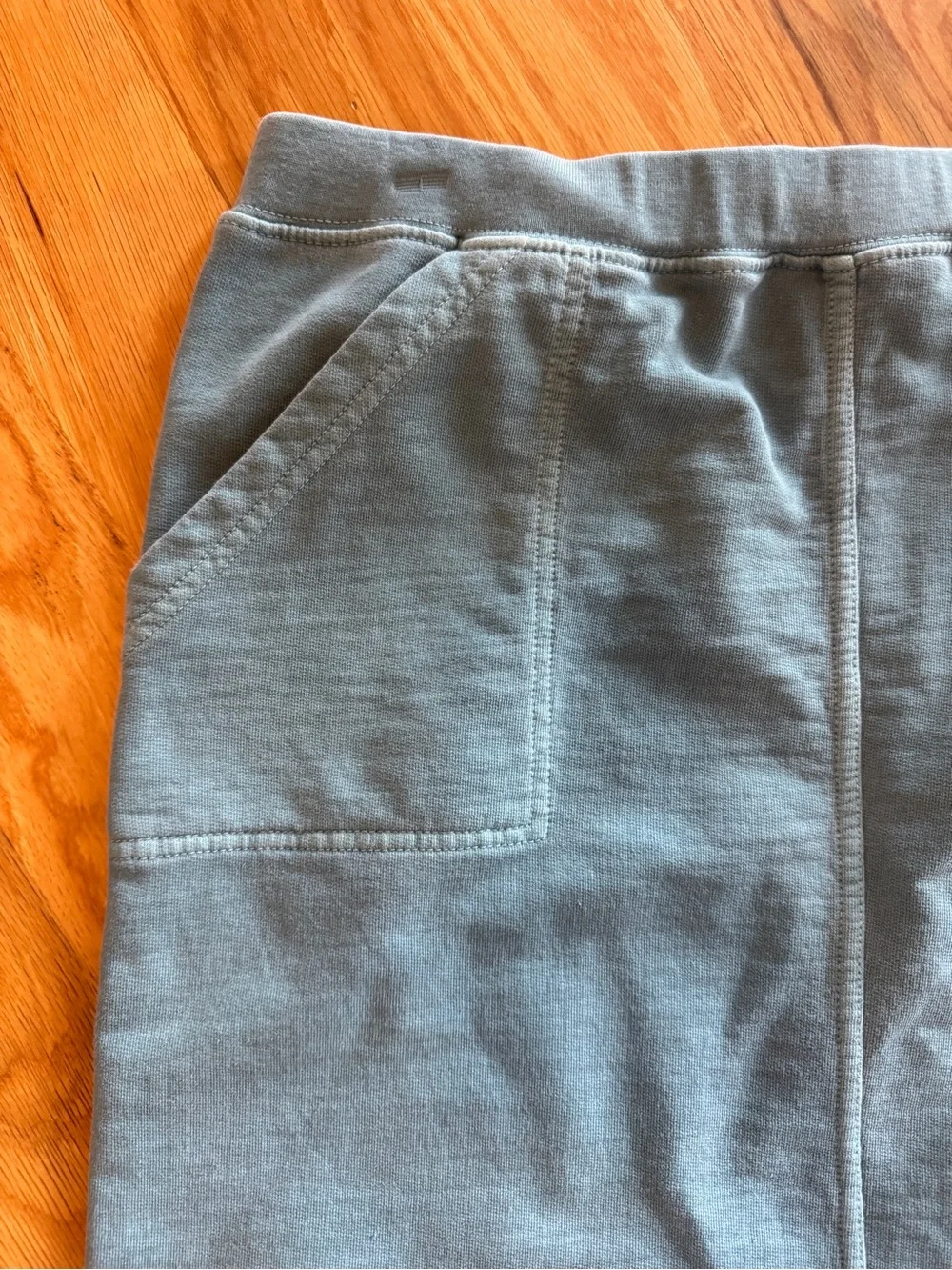 L.L. Bean Dusty Blue Pull-On Pencil Skirt; Front Pockets & interior drawstring - Picture 2 of 6